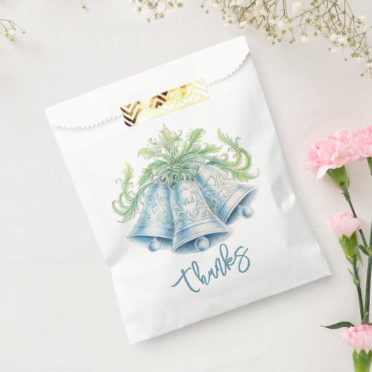 シルバーベルモノグラムの葉の結婚水色 フェイバーバッグ (封をした状態)