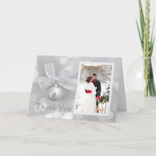 シルバーベル結婚の写真ありがとう サンキューカード (正面)