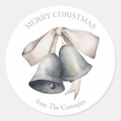 シルバーベル金ゴールドボウメリークリスマス ラウンドシール (正面)