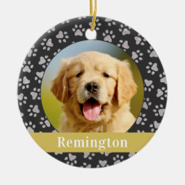 シルバーペットポープリントカスタム金ゴールドドッグ名写真 セラミックオーナメント