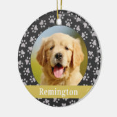 シルバーペットポープリントカスタム金ゴールドドッグ名写真 セラミックオーナメント (左)