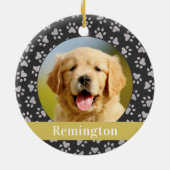 シルバーペットポープリントカスタム金ゴールドドッグ名写真 セラミックオーナメント (裏面)