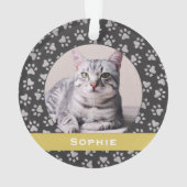 シルバーペットポープリントカスタム金ゴールド猫名写真 オーナメント (裏面)