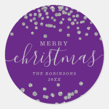 シルバーホリデークリスマスグリッター紙吹雪パープル