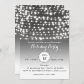 シルバーホリデークリスマスストリングライツ招待状 招待状 (正面/裏面)