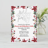 シルバーホリデーパーティポインセチアフローラクリスマス 招待状 (スタンド正面)