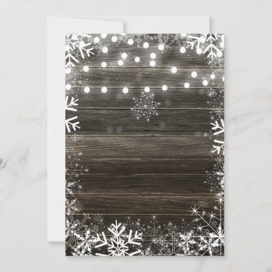 シルバーホリデーパーティーウッド&ウィンタースノーフレークスウッド 招待状 (裏面)