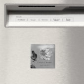 シルバーホワイトのバラ日付を保存 マグネット (インサイチュ (食洗機))