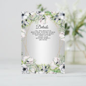 シルバーホワイトアネモネ金ゴールド幾何結婚の エンクロージャーカード (スタンド正面)