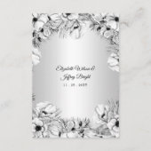 シルバーホワイトアネモネ金ゴールド幾何結婚の エンクロージャーカード (裏面)