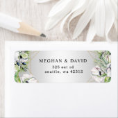 シルバーホワイトアネモネ金ゴールド幾何結婚の ラベル (インサイチュ)