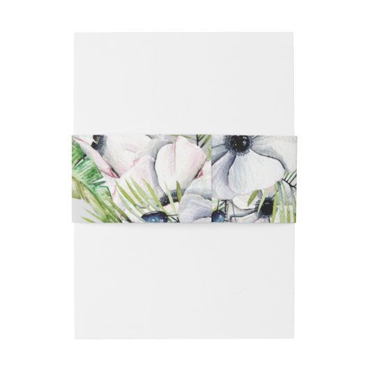 シルバーホワイトアネモネ金ゴールド幾何結婚の 招待状ベリーバンド (裏面例)