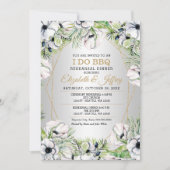 シルバーホワイトアネモン私はBBQリハーサル夕食会をする 招待状 (正面)