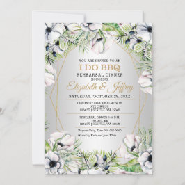 シルバーホワイトアネモン私はBBQリハーサル夕食会をする 招待状