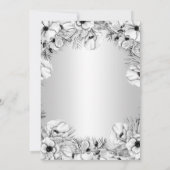 シルバーホワイトアネモン金ゴールド幾何学ブライダルシャワー 招待状 (裏面)