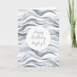 シルバーホワイトウェーブズ誕生日 カード