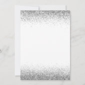 シルバーホワイトエイジ誕生日グリッター モダン 招待状 (裏面)