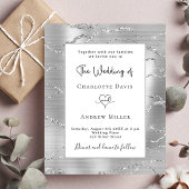 シルバーホワイトエレガント予算結婚式招待状