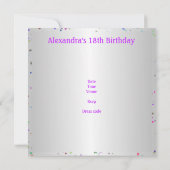 シルバーホワイトカラー紙吹雪18thバースデーパーティー 招待状 (裏面)
