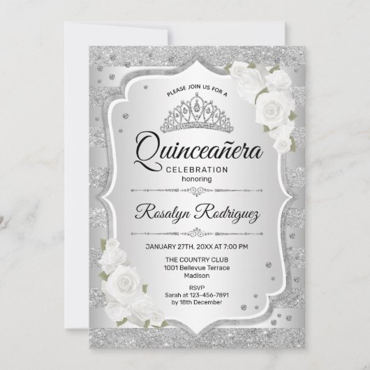 シルバーホワイトキンセアニェラ写真 招待状 (正面)