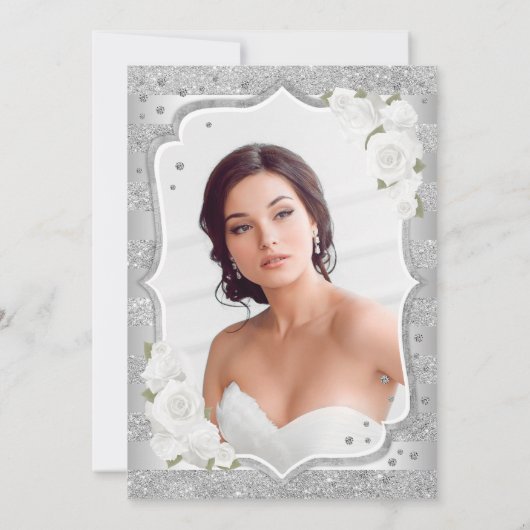 シルバーホワイトキンセアニェラ写真 招待状 (裏面)