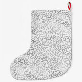 シルバーホワイトグラムヒョウ柄 ラージクリスマスストッキング (裏面)