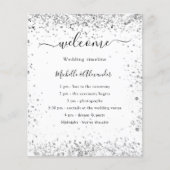 シルバーホワイトグリッター予算ウェディングプログラム チラシ (正面)