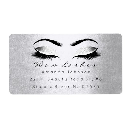 シルバーホワイトグレーグリッターメイクアップ発汗延長 ラベル (正面)