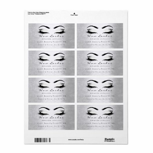 シルバーホワイトグレーグリッターメイクアップ発汗延長 ラベル (フルシート)