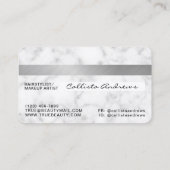 シルバーホワイトグレー大理石グリッターラッシュクレジット 名刺 (裏面)