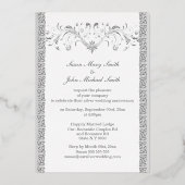 シルバーホワイトケルト結婚フローラ記念日 箔招待状 (正面)