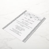 シルバーホワイトケルト結婚フローラ記念日 箔招待状 (回転した状態)