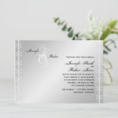 シルバーホワイトスノーフレーク冬の結婚式招待状 招待状 (スタンド正面)