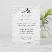 シルバーホワイトタンデム自転車結婚式招待状 招待状 (スタンド正面)