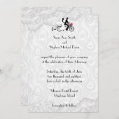 シルバーホワイトタンデム自転車結婚式招待状 招待状 (正面/裏面)