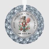 シルバーホワイトダイアモンズクリスマスくるみ割り オーナメント (裏面)
