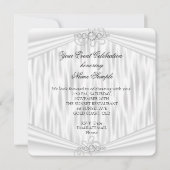 シルバーホワイトダイアモンズパールエレガントバースデーパーティー 招待状 (裏面)