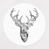 シルバーホワイトテールディアー1nスタイルプリント ラベル (デザイン2)