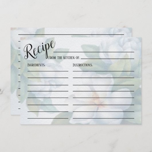 シルバーホワイトドグウッド結婚ブロッサムレシピカード (正面/裏面)