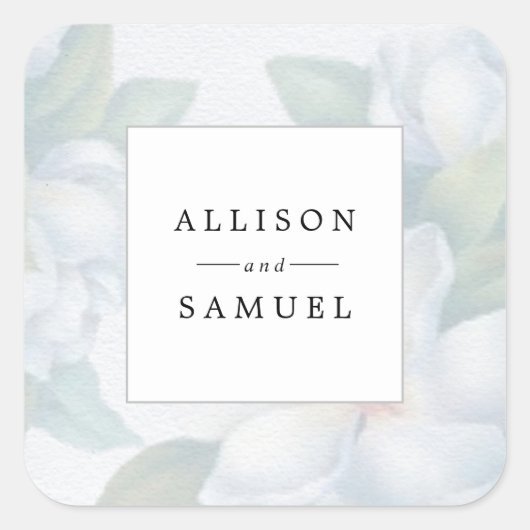シルバーホワイトドグウッド花個人的な好意シール スクエアシール (正面)