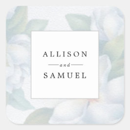 シルバーホワイトドグウッド花個人的な好意シール スクエアシール