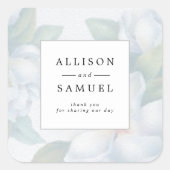 シルバーホワイトドッグウッドの花DIYありがとう スクエアシール (正面)