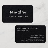 シルバーホワイトドッグシルエットミニマル雲 名刺 (正面/裏面)