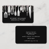 シルバーホワイトドリップシェフキッチンツールグリッターフェイク 名刺 (正面/裏面)