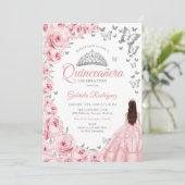 シルバーホワイトピンクフローラキンセアニェラ 招待状 (スタンド正面)