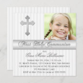 シルバーホワイトファーストホリーコミュニオンフォト招待状 招待状 (正面/裏面)