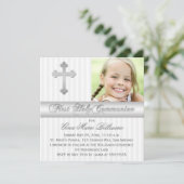 シルバーホワイトファーストホリーコミュニオンフォト招待状 招待状 (スタンド正面)