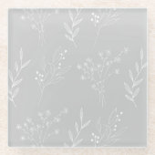 シルバーホワイトフローラボホ結婚ズ ガラスコースター (正面)