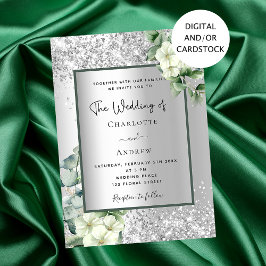 シルバーホワイトフローラユーカリ優雅な結婚式 招待状