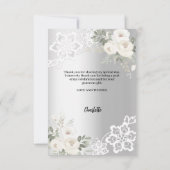 シルバーホワイトフローラレース誕生日の写真 サンキューカード (裏面)